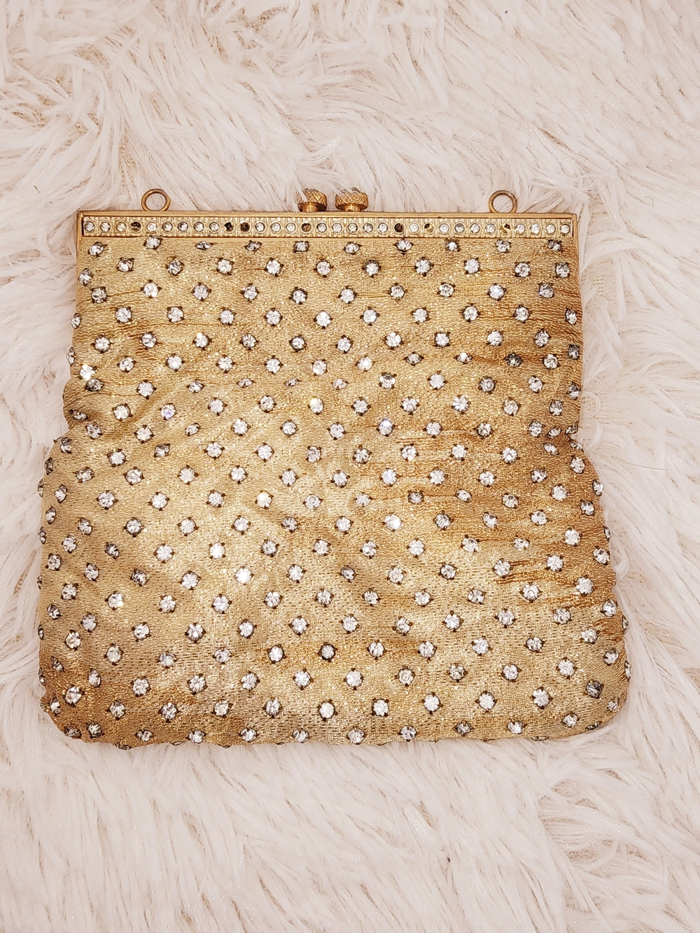 Vintage Gold Rhinestone Embellished Evening Clutch